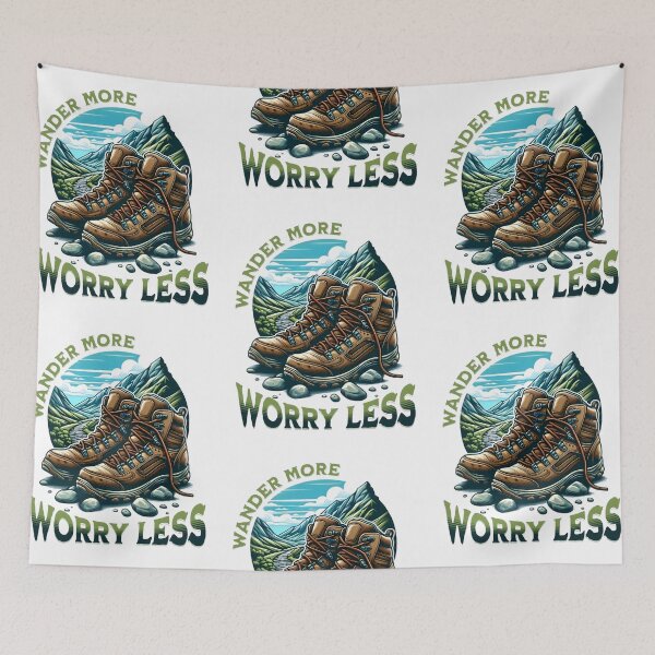Item preview, Wander more, worry less, cool hiking designed and sold by Merchattack.