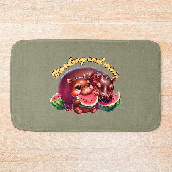 Item preview, Moodeng pygmy hippo and mom eat watermelon designed and sold by Ningodino.
