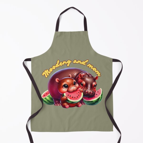 Item preview, Moodeng pygmy hippo and mom eat watermelon designed and sold by Ningodino.