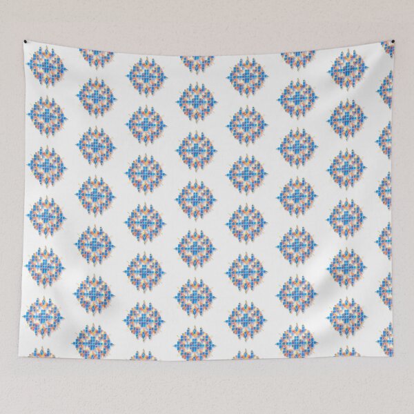 Item preview, A full blue symmetric Tetris image on a white background, rendered in a warm golden glow Isekai anime style with expressive composition, radiant and luxurious details. designed and sold by Shapeshifter797.