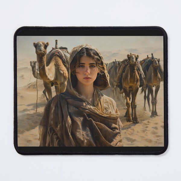 Item preview, Camel Herder – A Striking Portrait of a Woman Guiding Her Caravan designed and sold by ArtVibeCo.
