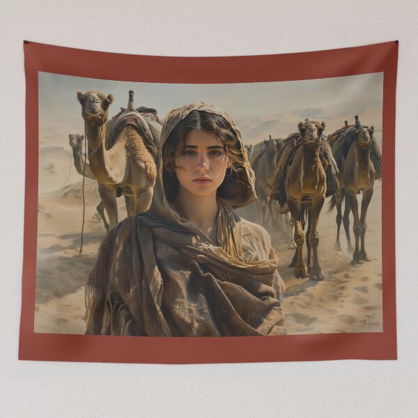 Item preview, Camel Herder – A Striking Portrait of a Woman Guiding Her Caravan designed and sold by ArtVibeCo.