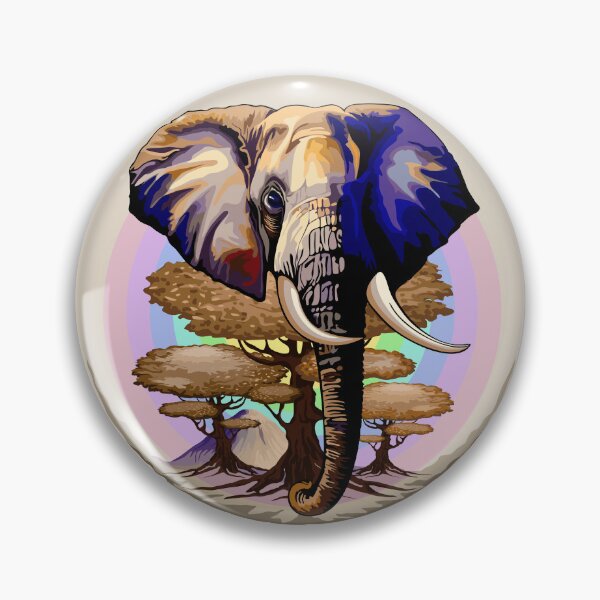 Item preview, African Elephant, Acacias and Kilimanjaro Mountain on Soft Pastel Rainbow designed and sold by BluedarkArt.