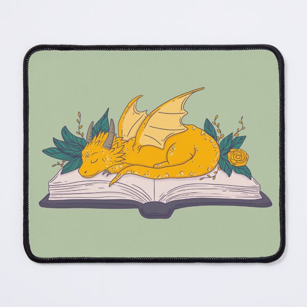 Item preview, Cute Golden Dragon Sleeping on a Book - Cozy Fantasy designed and sold by Jess.a.creates.