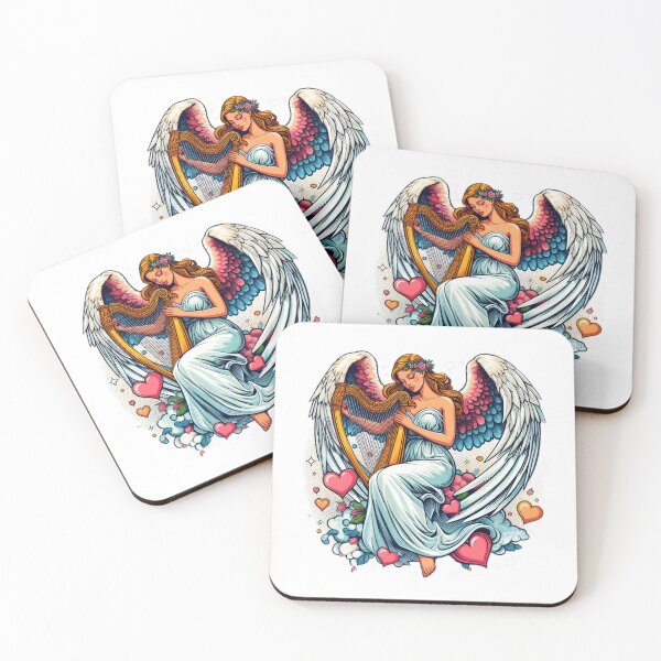 Item preview, valentine Female angel with harp,angel,valentines Day Angel Wings,vintage valentines day designed and sold by Expressions-Sel.