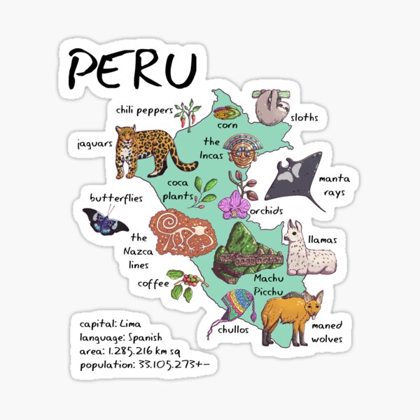 Item preview, Peru - illustrated map designed and sold by BeeHappyShop.