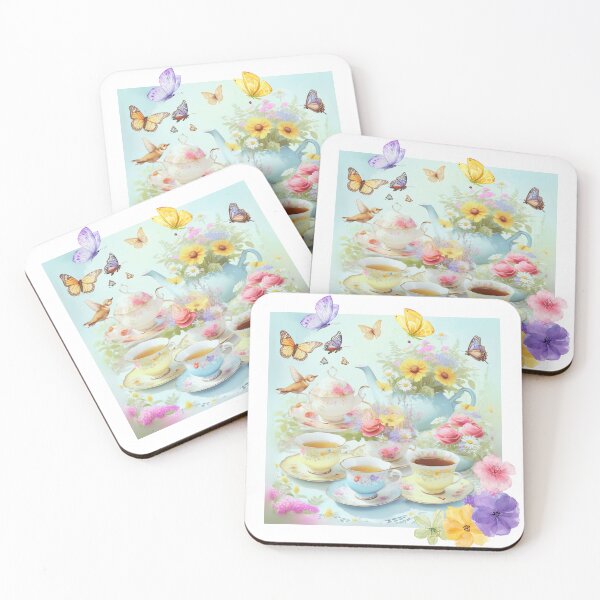 Item preview, Enchanted Spring Tea Party – Vintage Floral Teacups & Butterflies designed and sold by LemonHorse.