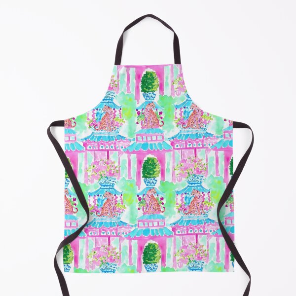 Item preview, Grandmillennial art, Pink cheetah in pagoda garden stripe designed and sold by SophieClimaArt.