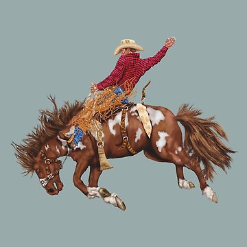 Artwork thumbnail, Vintage Western Rodeo Art, Bronco Busting Cowboy by Phat Dog Designs