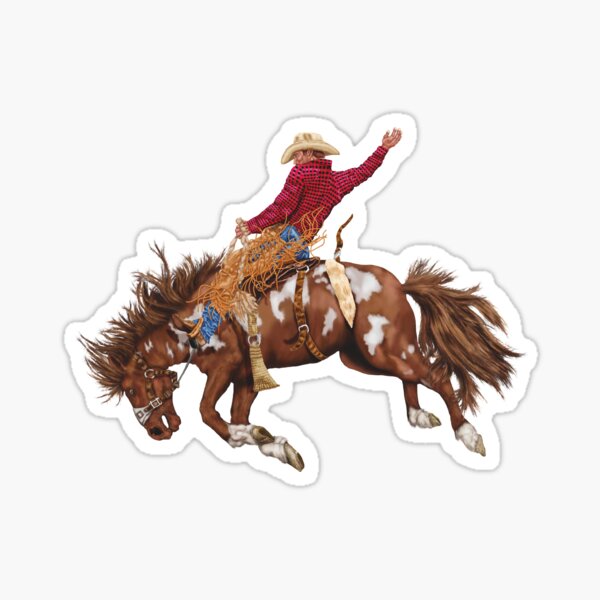 Vista previa del artículo con la obra «Arte de rodeo occidental antiguo: vaquero matando a un caballo salvaje», diseñado y vendido por Phat Dog Designs .