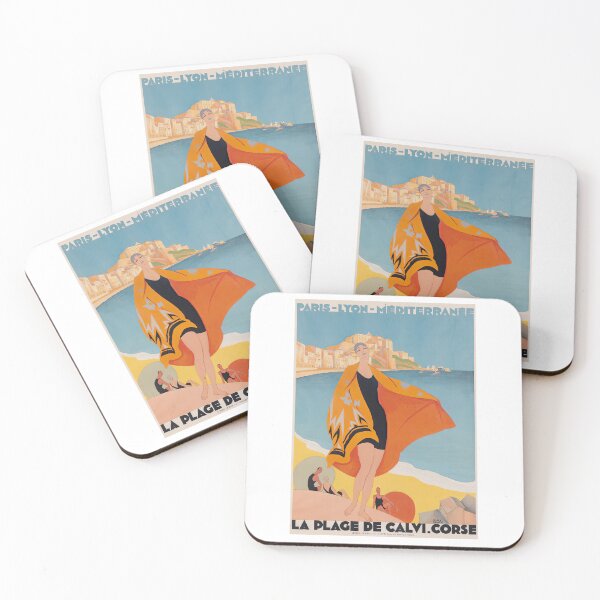 Item preview, La Plage Travel Poster: Vintage France Calvi Corse designed and sold by TeeARTHY.