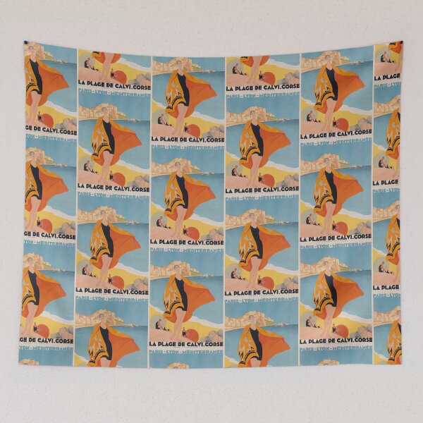 Item preview, La Plage Travel Poster: Vintage France Calvi Corse designed and sold by TeeARTHY.