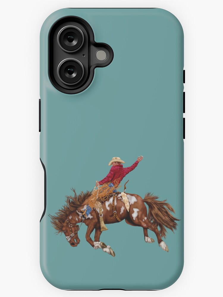 Thumbnail 1 of 4, iPhone Case, Vintage Western Rodeo Art, Bronco Busting Cowboy designed and sold by rlnielsen4.