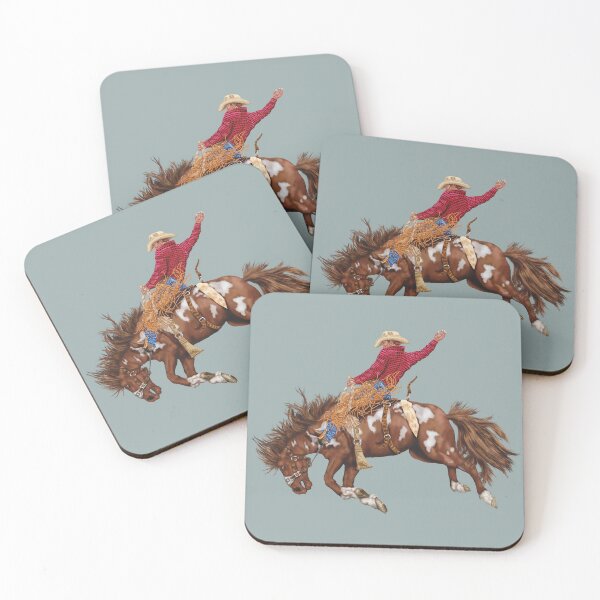 Item preview, Vintage Western Rodeo Art, Bronco Busting Cowboy designed and sold by Phat Dog Designs .