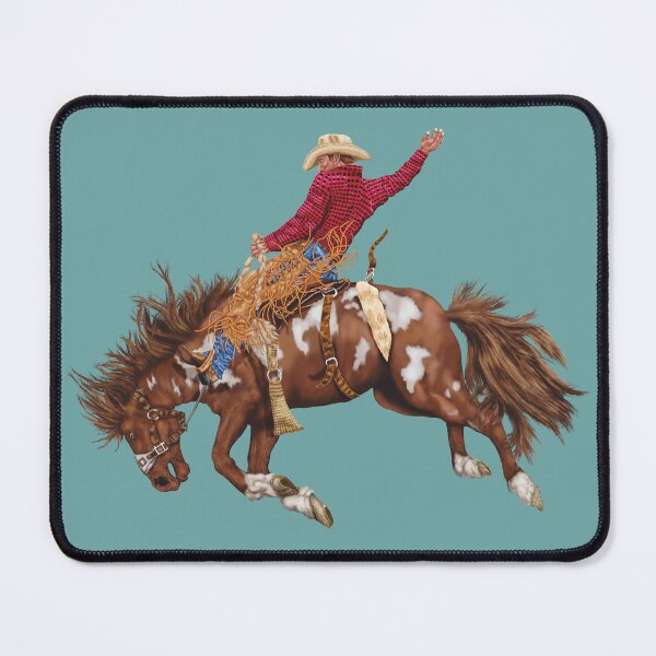 Vista previa del artículo con la obra «Arte de rodeo occidental antiguo: vaquero matando a un caballo salvaje», diseñado y vendido por Phat Dog Designs .