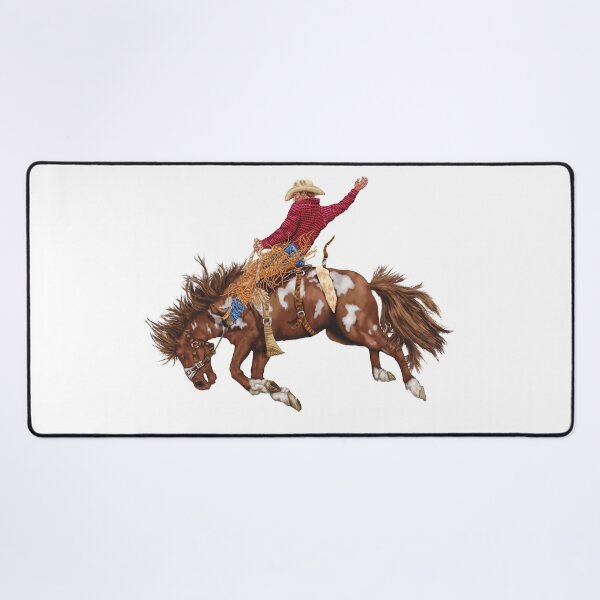 Vista previa del artículo con la obra «Arte de rodeo occidental antiguo: vaquero matando a un caballo salvaje», diseñado y vendido por Phat Dog Designs .