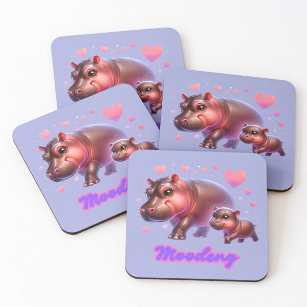Item preview, Moodeng pygmy hippo and mom (liac background) designed and sold by Ningodino.