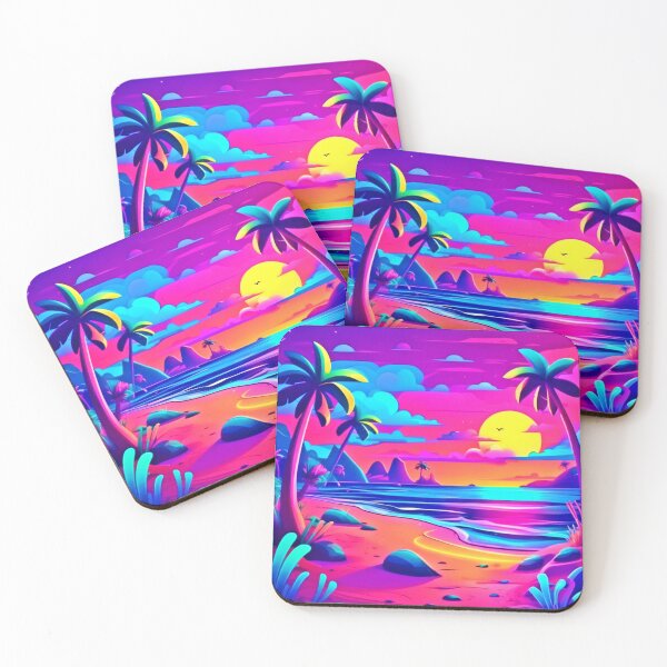 Item preview, Tropical Neon Beach Sunset Art designed and sold by Health And Fitness Posts e-Store.