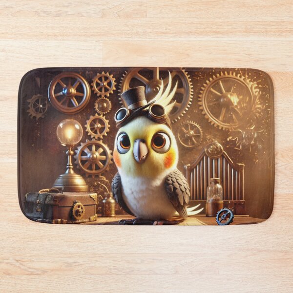 Item preview, Steampunk Cockatiel with Gear Backdrop designed and sold by Sillytoe.