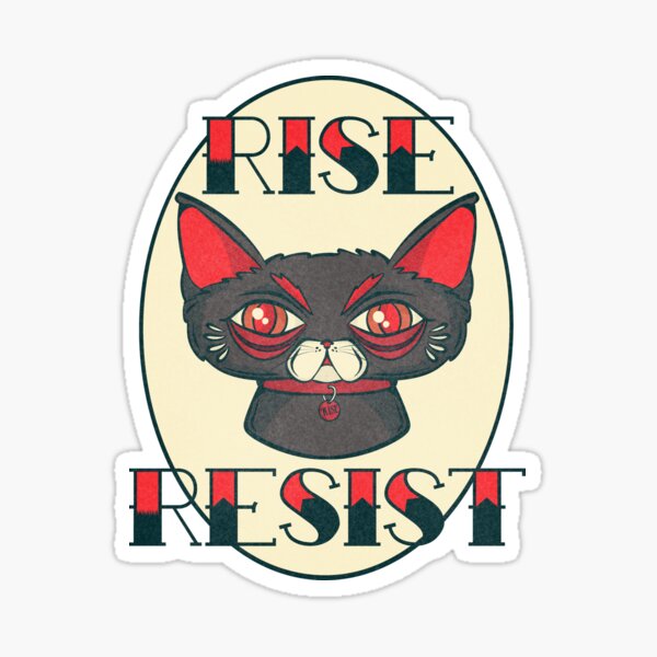 Rise and Resist Cat Sticker