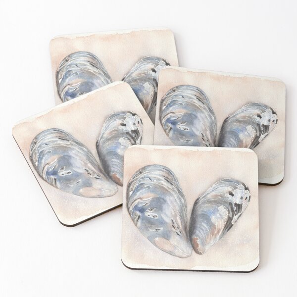 Item preview, Watercolor Mussel Shells in a Heart Shape designed and sold by Jennifer Broussard Art.