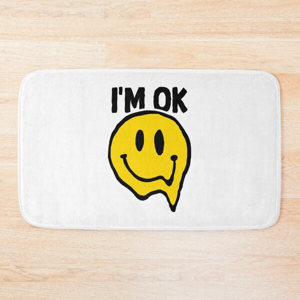 Item preview, I’m OkA distorted yellow smiley face with a dripping effect.  designed and sold by Rhunno.