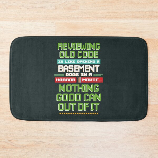 Item preview, Funny Coding Life, lettering and dev quotes - Reviewing old code is like opening a basement door in a horror movie  designed and sold by Dizartico.