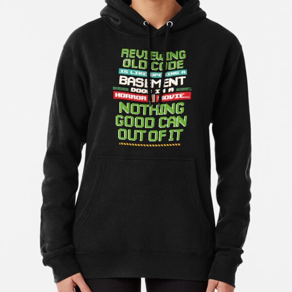 Item preview, Funny Coding Life, lettering and dev quotes - Reviewing old code is like opening a basement door in a horror movie  designed and sold by Dizartico.