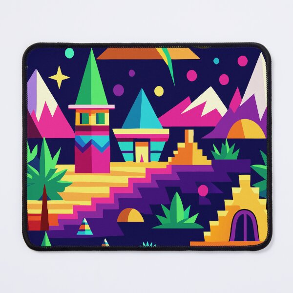 Vista previa del artículo con la obra «Retro Arcade Vibes - Neon Carpet Aesthetic», diseñado y vendido por Timegraf.