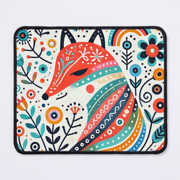Item preview, Scandinavian Folk Art Rainbow Animals - Cute Colourful Fox by heidiannemorris designed and sold by FOLK ART FUSION by heidiannemorris.