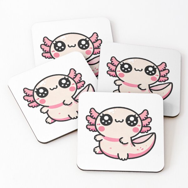 Item preview, Happy Kawaii Axolotl Standing with Sparkling Eyes designed and sold by RetroPop23.