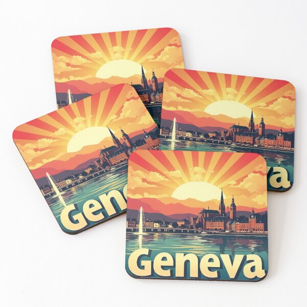 Item preview, Retro Pop Art Poster of Geneva, Switzerland | Vintage Swiss Design | Retro Travel Poster | Switzerland Vacation Art | 80s Pop Art Style designed and sold by PaintedPixels01.