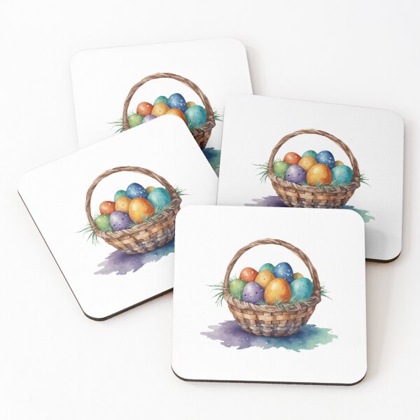 Item preview, Watercolor Basket with Easter Eggs designed and sold by silviaol.