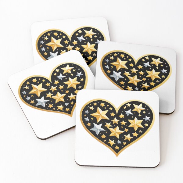 Item preview, Golden Heart Filled with Glittering Stars - Elegant and Opulent Glitter Stars Design designed and sold by KreaDesignOne.