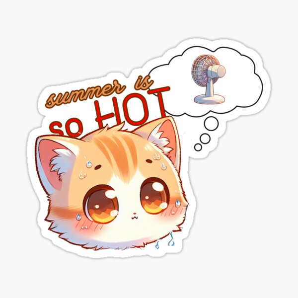 Artikel-Vorschau von Der Sommer ist so heiß – lustige Katzen- und Fanillustration, designt und verkauft von ideartlab.