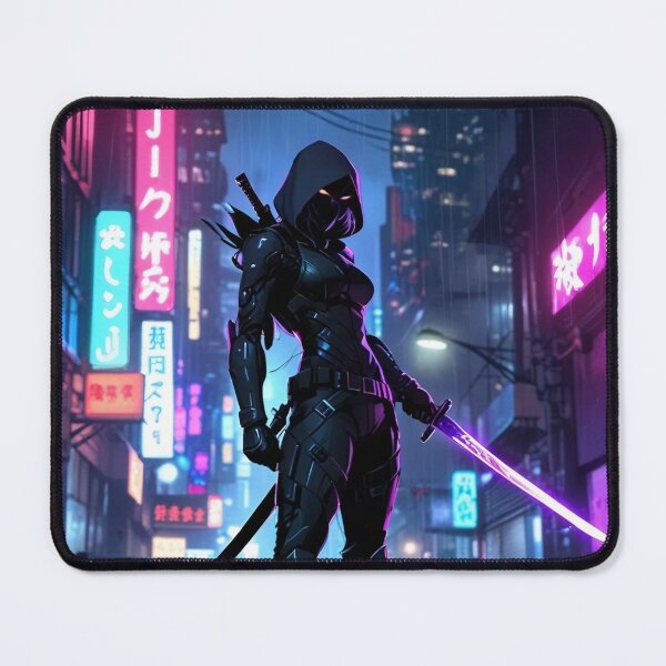 Item preview, Cyber Ninja Warrior – Futuristic Assassin in Neon Night designed and sold by ShadowTek.