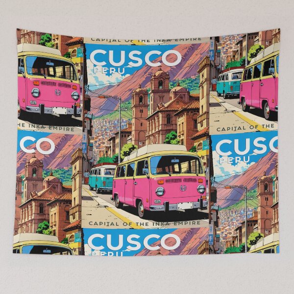 Item preview, Travel to CUSCO _ PERU Beautiful vintage design sticker, poster Travel ANIME 80s designed and sold by UrbanTRIP.