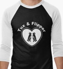 Tux And Flipper Men's Baseball ¾ T-Shirt