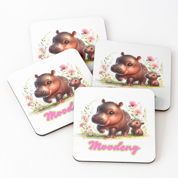 Item preview, Moodeng pygmy hippo and mom (white background) designed and sold by Ningodino.