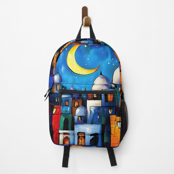 Item preview, Ramadan Cityscape | A Vibrant Fusion of Colors, Culture, and the Crescent Moon Abstract Digital AI Art designed and sold by FUNqoosh.