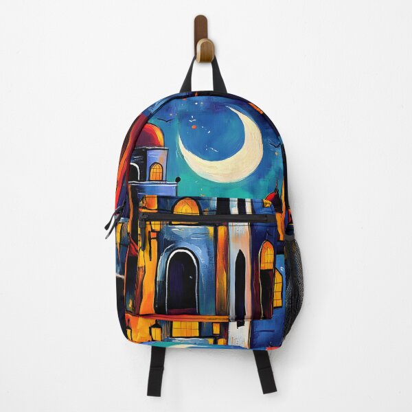 Item preview, Crescent Glow | Geometric Mosque and Lanterns in a Ramadan Cityscape Abstract Digital AI Art designed and sold by FUNqoosh.