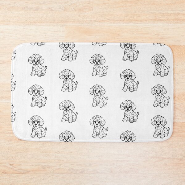 Item preview, A cute poodle with curly fur and a bow on its head playing with a ball. designed and sold by AlwaysHome.