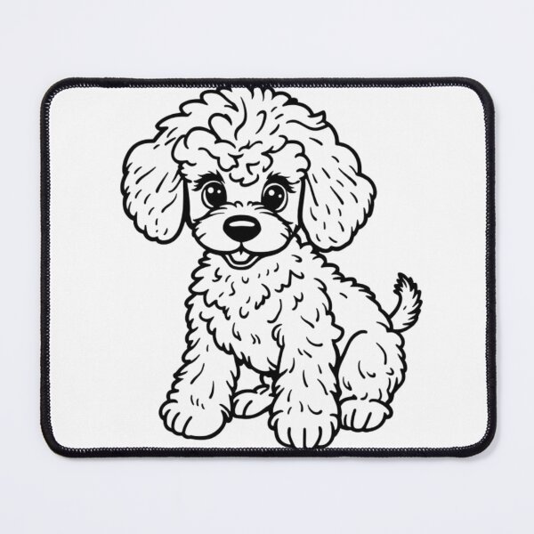 Item preview, A cute poodle with curly fur and a bow on its head playing with a ball. designed and sold by AlwaysHome.