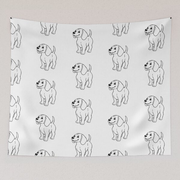 Item preview, A happy beagle with big ears sniffing around in a garden full of flowers. designed and sold by AlwaysHome.