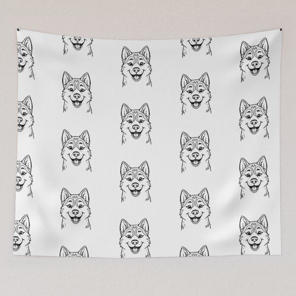 Item preview, A cheerful Siberian Husky with bright blue eyes howling at the moon. designed and sold by AlwaysHome.