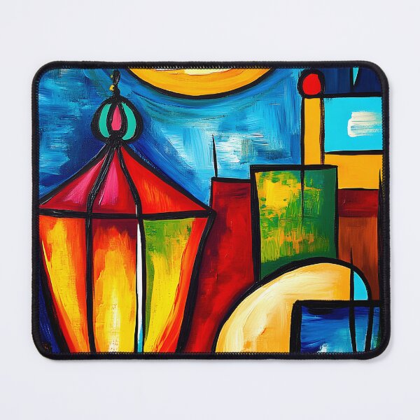 Item preview, Ramadan Lantern & Crescent | A Vibrant Abstract Mosque and City Geometry AI Generated Art designed and sold by FUNqoosh.