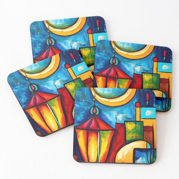 Item preview, Ramadan Lantern & Crescent | A Vibrant Abstract Mosque and City Geometry AI Generated Art designed and sold by FUNqoosh.