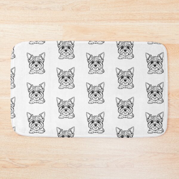 Item preview, A happy Yorkshire Terrier with a bow and long silky hair playing with a ball. designed and sold by AlwaysHome.