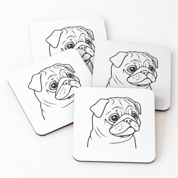 Item preview, A cute pug with big eyes and a curly tail lying on a cozy blanket. designed and sold by AlwaysHome.