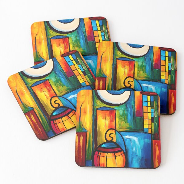Item preview, Moonlit Ramadan Glow | Abstract Crescent, Lantern, and Geometric Cityscape designed and sold by FUNqoosh.
